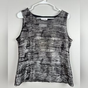 Calvin Klein Women's Black and Gray Patterned Top